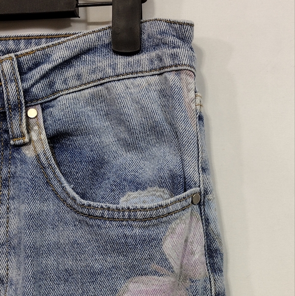 Tinsel Town Butterfly Raw Hem Flare Jeans Size 5 Blue Pink Fairy Retro Boho 90s - Picture 4 of 9